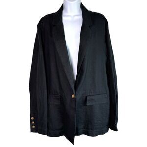 Quince Womens European Linen Single Button Blazer Size XL Dark Academia Preppy